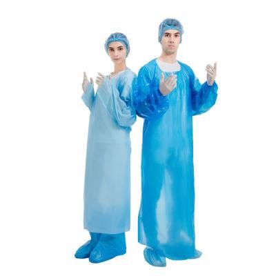 Disposable Waterproof CPE Gown Plastic Gown with Thumb Loop