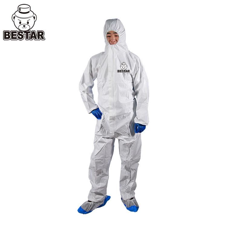 CE Certified Waterproof Nonwoven Disposable Microporous Film Type 5/6 Virus Protection Medical Coverall