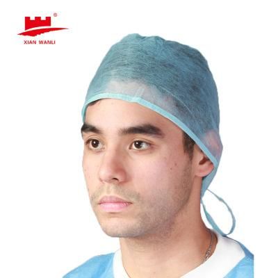 Disposable PP Non Woven Strip Clip Cap Bouffant Head Cover Hair Net Surgical Doctor Hat Round Mob Cap