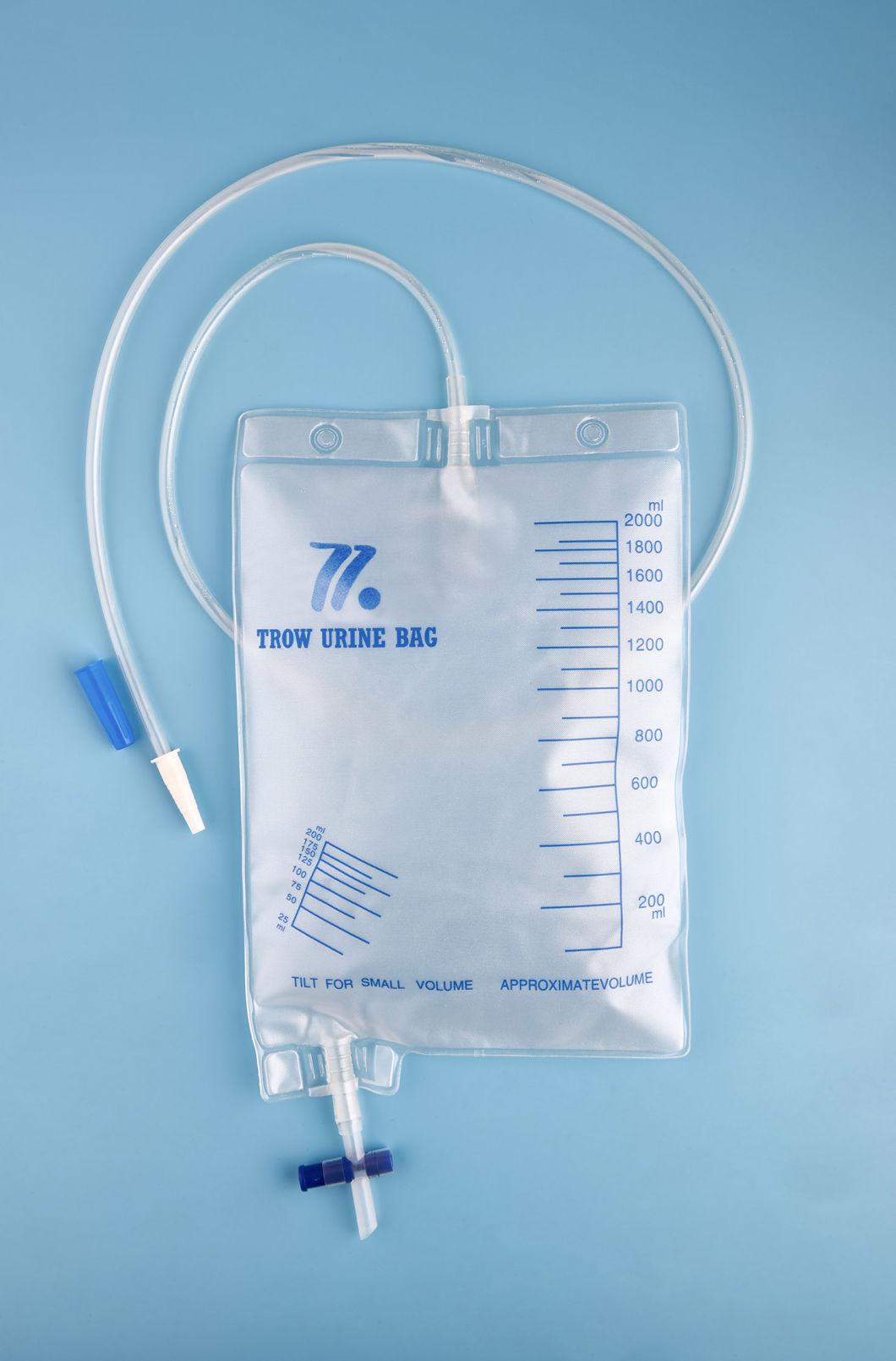 CE Approved 2000ml Disposable PVC Orsterilize Urine Drainage Bags Urine Container with T-Valve