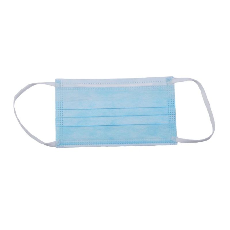 Blue Medical 3 Ply Disposable Non-Woven Face Mask with Round Elastic Ear-Loop