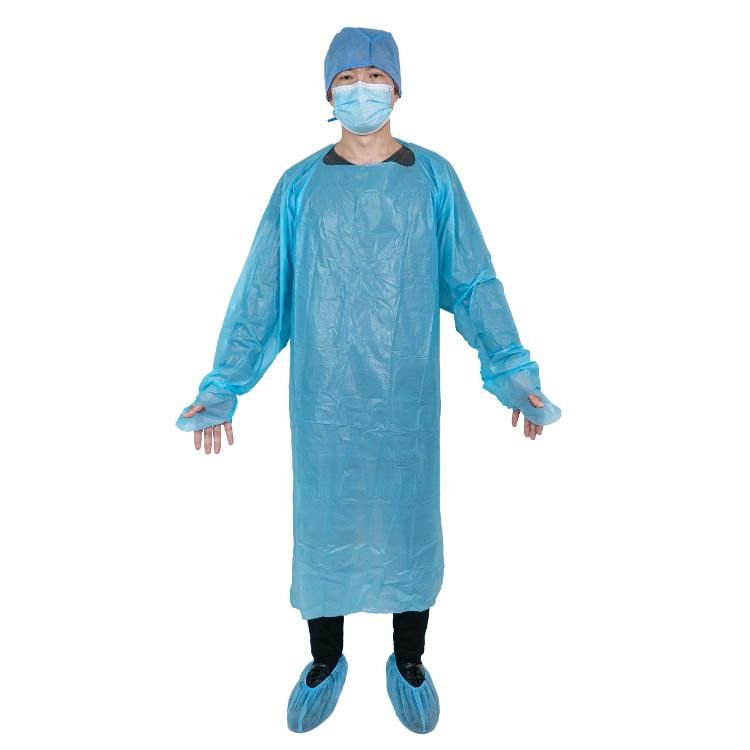 Hospital Surgical Gown Disposable Plastic Waterproof Medical Isolation Gown, CPE Gown for Visitor/Doctor/Nurse/Patient Gown