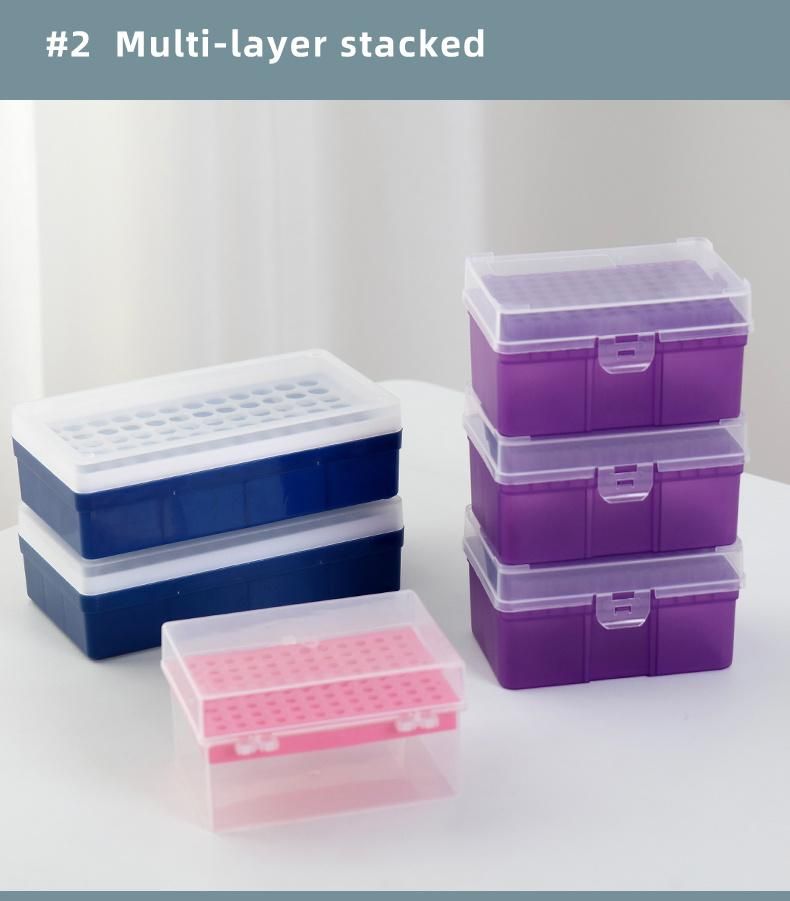 Blue Pipette Plastic Tips Rack Box with Filter