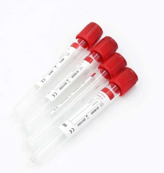 Disposable Medical Pet Plain Red Cap Vacuum Blood Collection Tube