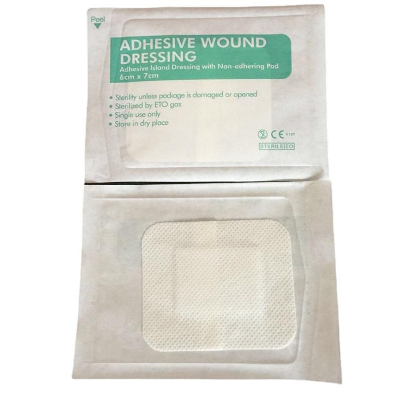 Medical High Quality Adhesive Wound Dressing Pad 6X7cm Non-Woven Breathable Accessories for First Aid Kit