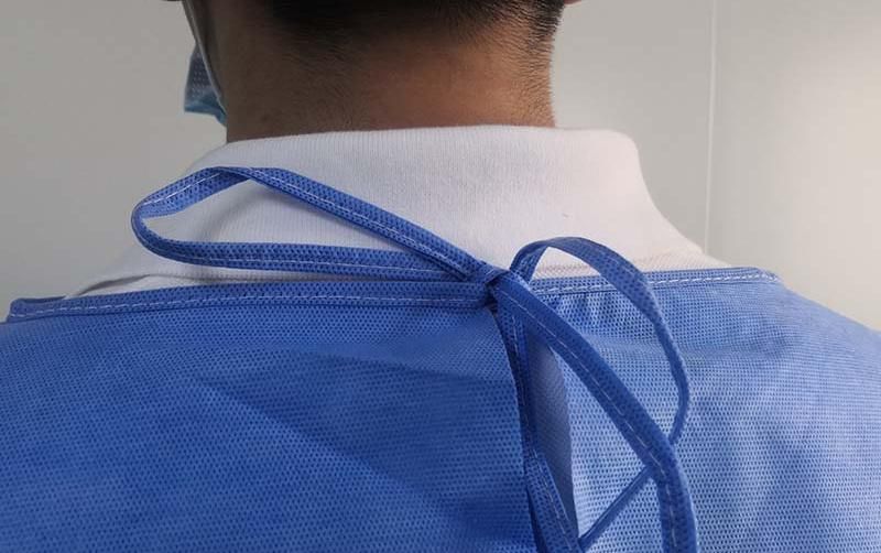 Guardwear OEM Hot Sale SMS Non Woven Blue Lab Coat Surgical Gown Medical Isolation Grown with Factory Prices