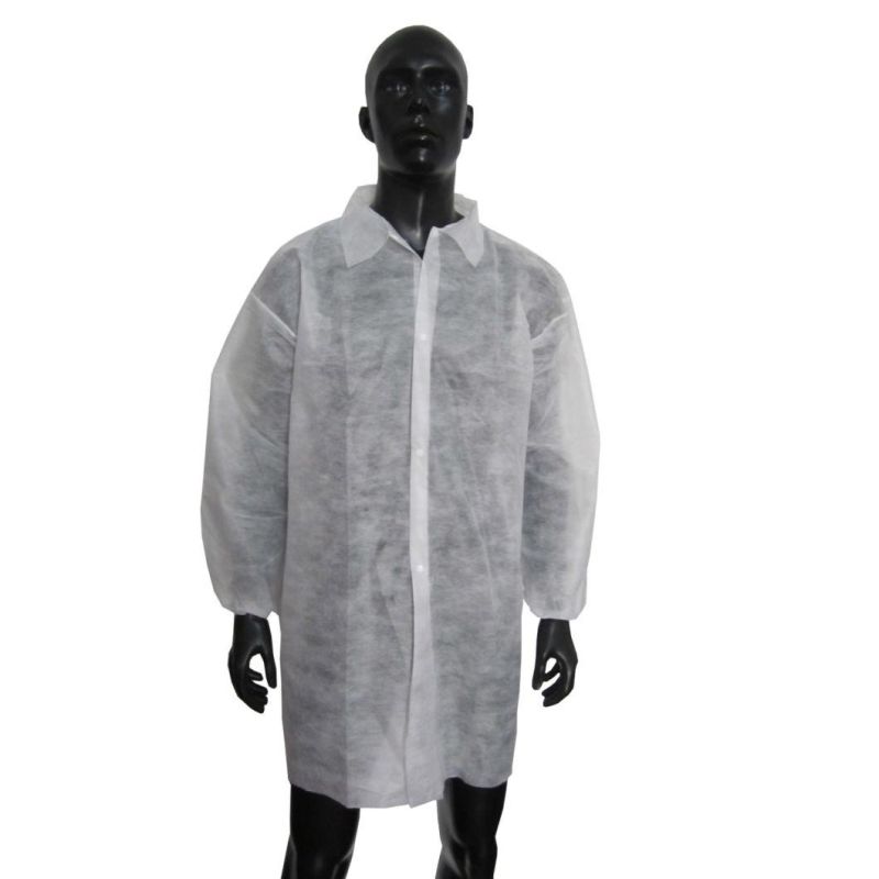 Disposable Non Woven Waterproof PP/SMS/Microporous Lab Coat