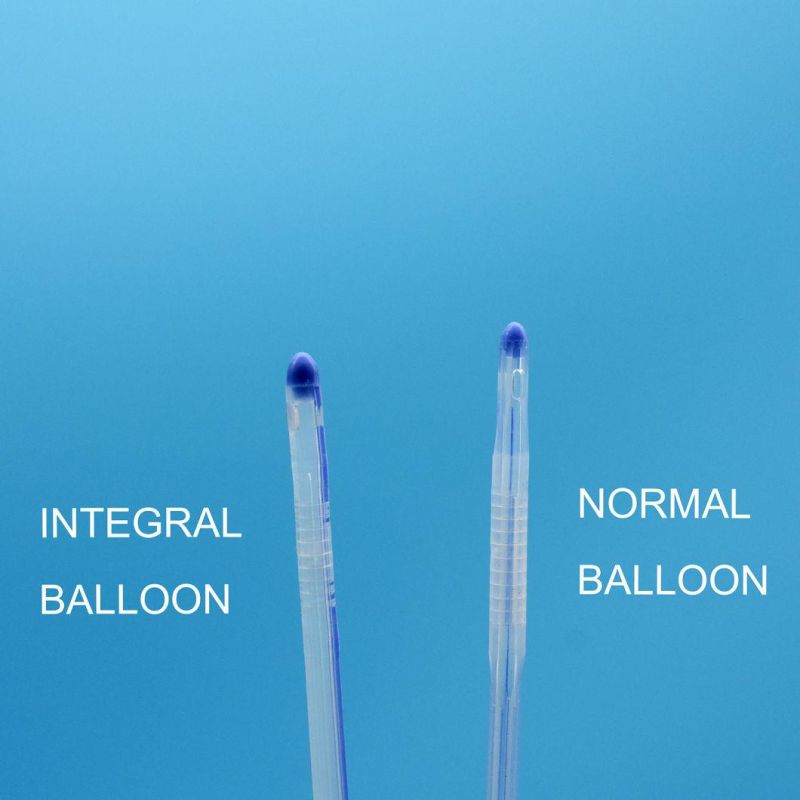 Integrated Flat Balloon Silicone Urinary Catheter with Round Tip, Tiemann Tip, Open Tip, 2 Way, 3 Way Uretheral or Suprapubic Use Integral Flat