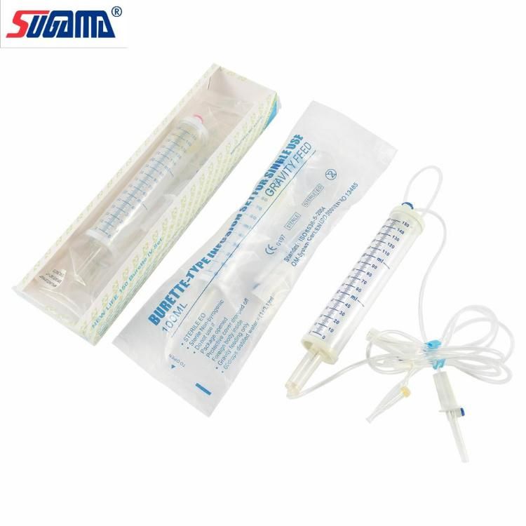 China Disposable Needle Free Pediatric IV Infusion Set 150ml Burette