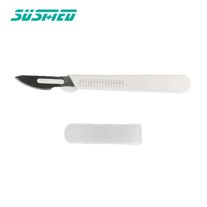 High Quality Carbon Steel Safety Disposable Surgical Scalpel with Plastic Handle Carbon Blade