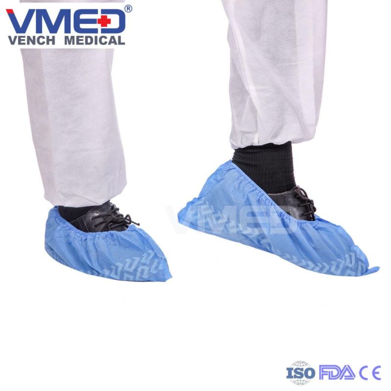 Blue Color Waterproof Non-Woven Disposable Medical Shoe Cover