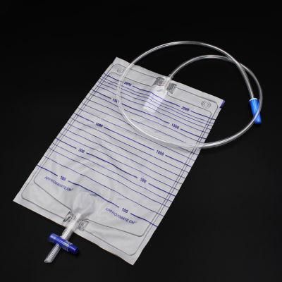 Economic Sterile Urinary T Cross Valve 2000ml Plastic Urine Drainage Bag