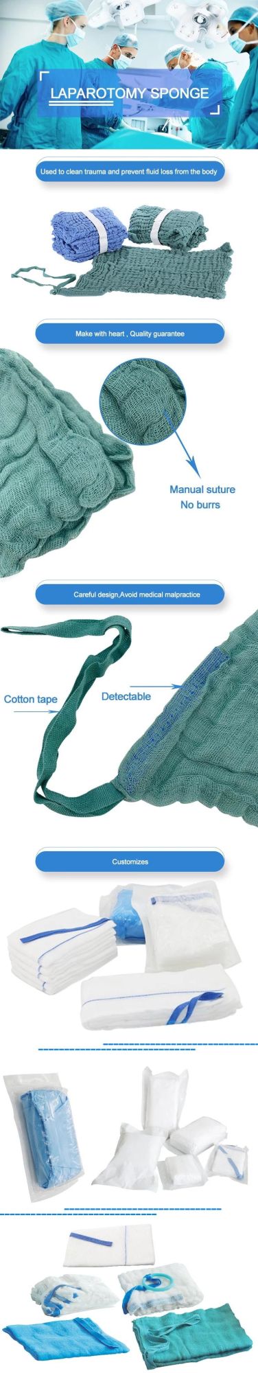 HD532-Medical Gauze Sterile Lap Sponge Washed/Unwashed Abdominal Pad with ISO/CE