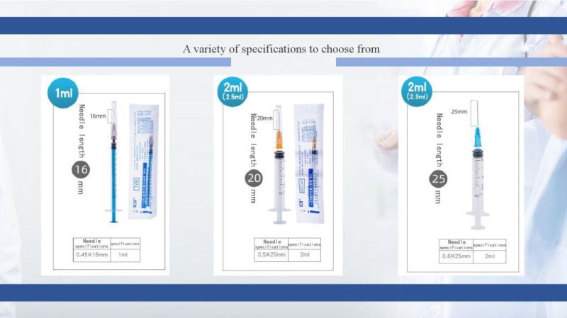 1ml, 2ml, 3ml, 5ml, 10ml Disposable Syringe with Needle Sterile