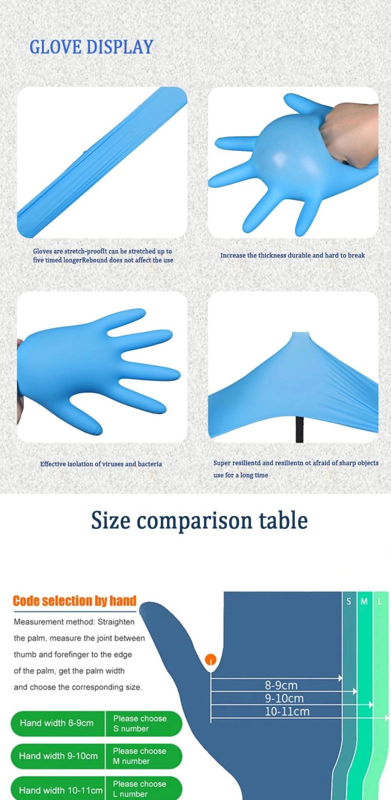 Disposable Blue Nitrile Gloves Powder Free