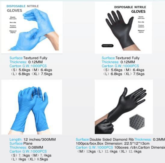 Wholesale Medical Disposable Free Powder Nitrile Latex Gloves