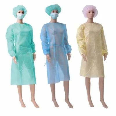 China Manufacturer AAMI Level 2 Disposable Blue Non Woven Isolation PP Gown