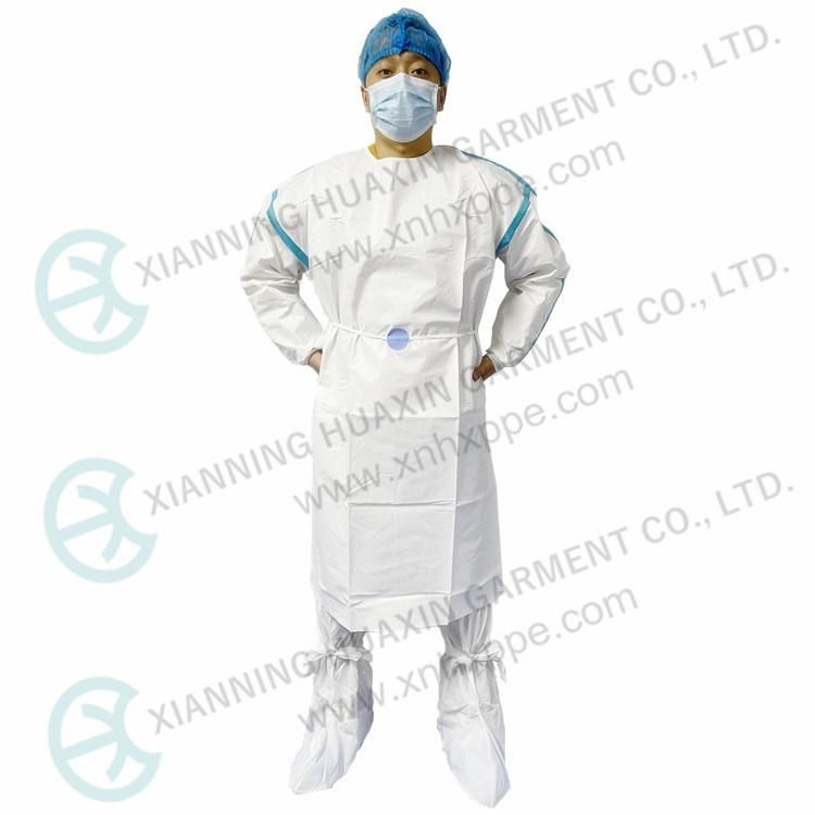 Tg Type Pb4b AAMI Level 3 Taped Seam White Microporous Disposable Protective Apron Surgical Gown Waterproof Medical Use Isolation Gown