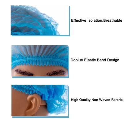 Disposable Non Woven Double Elastic Surgical Mob Cap / Medical Clip Cap / Non-Woven Head Bouffant Cap