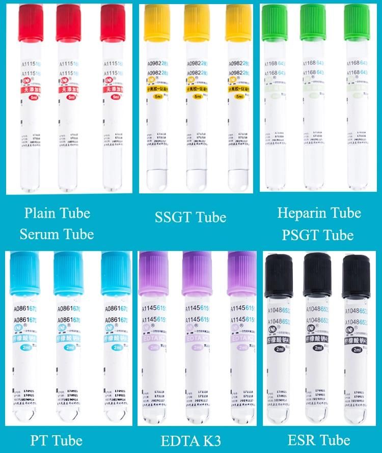 Vacuum Blood Collection Glucose /PT Tube/Clot Activator/EDTA/ESR Tube