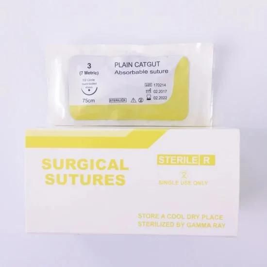 Disposable Absorbable Surgical Suture with Needle Plain Chromic Catgut PGA Pdo Silk Nylon Suture