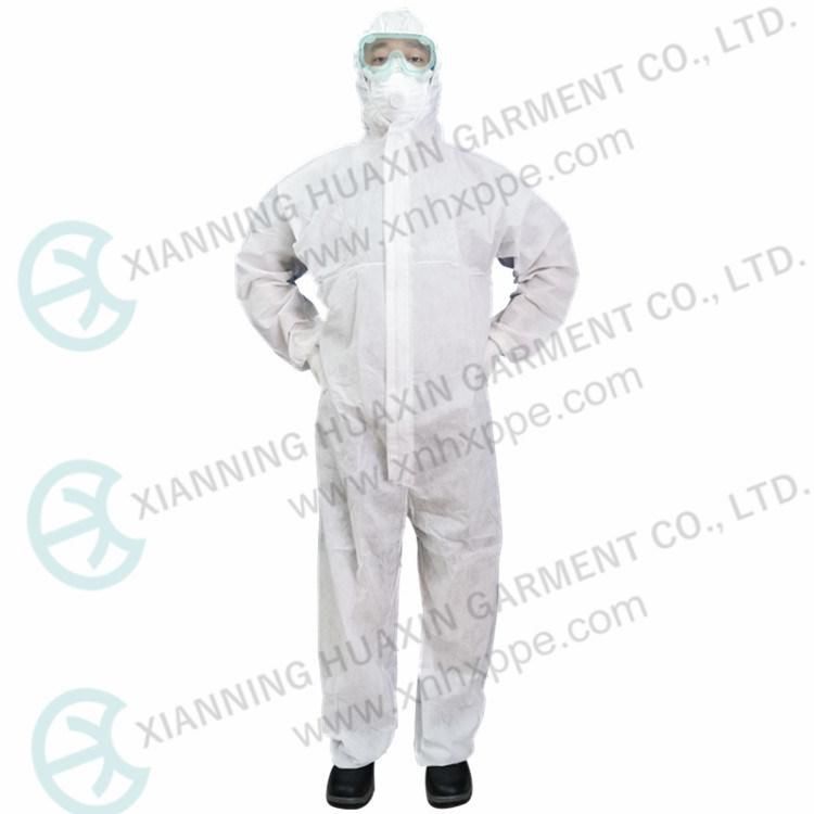 Type 5/6 White SMS Dust Proof Safety Workwear Anti Pneumonia Overalls Breathable Protective Clothing