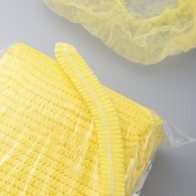 Surgical Medical CE Strip Surgeon Clip Caps Head Hair Net Mob Cap Disposable Non Woven Bouffant Cap Yellow