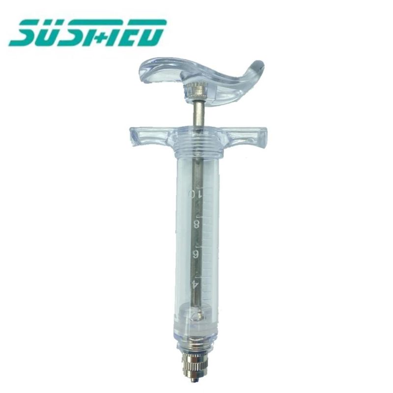 New Type Veterinary Animal Livestock Plastic Steel Syringe with Dose Nut