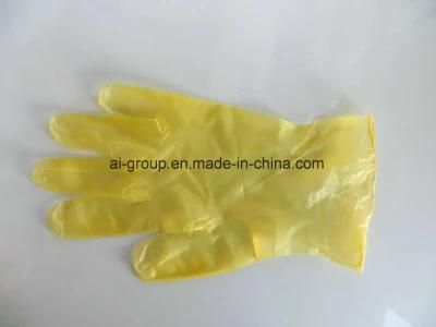 Yellow Vinyl Glove for Electronic Factory/Exam/Food Service