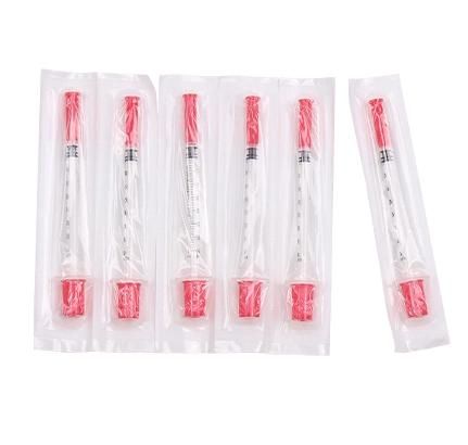 Wego Good Quality Sterile Orange Caps Disposable Insulin Syringe 1ml with Fixed Needle