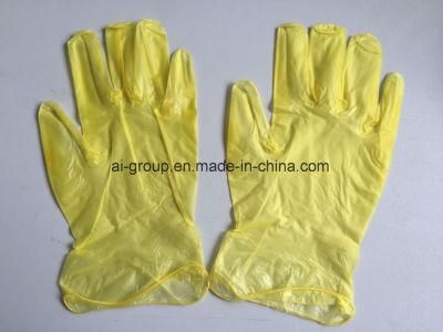 Aql of 1.5 Lemon Yellow Vinyl Glove Free of Latex