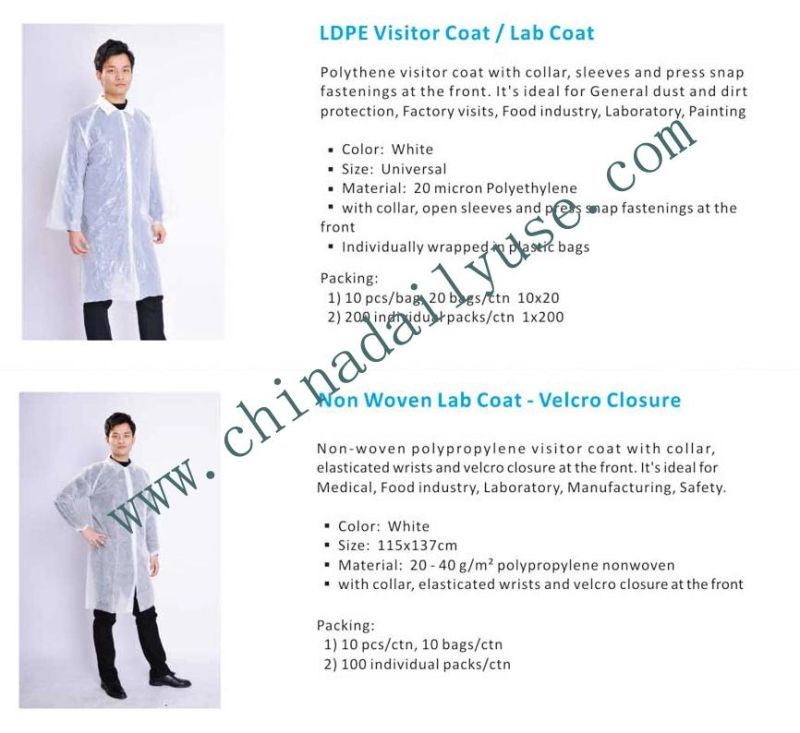 Wholesale White Cheap Disposable Non- Woven Lab Coat