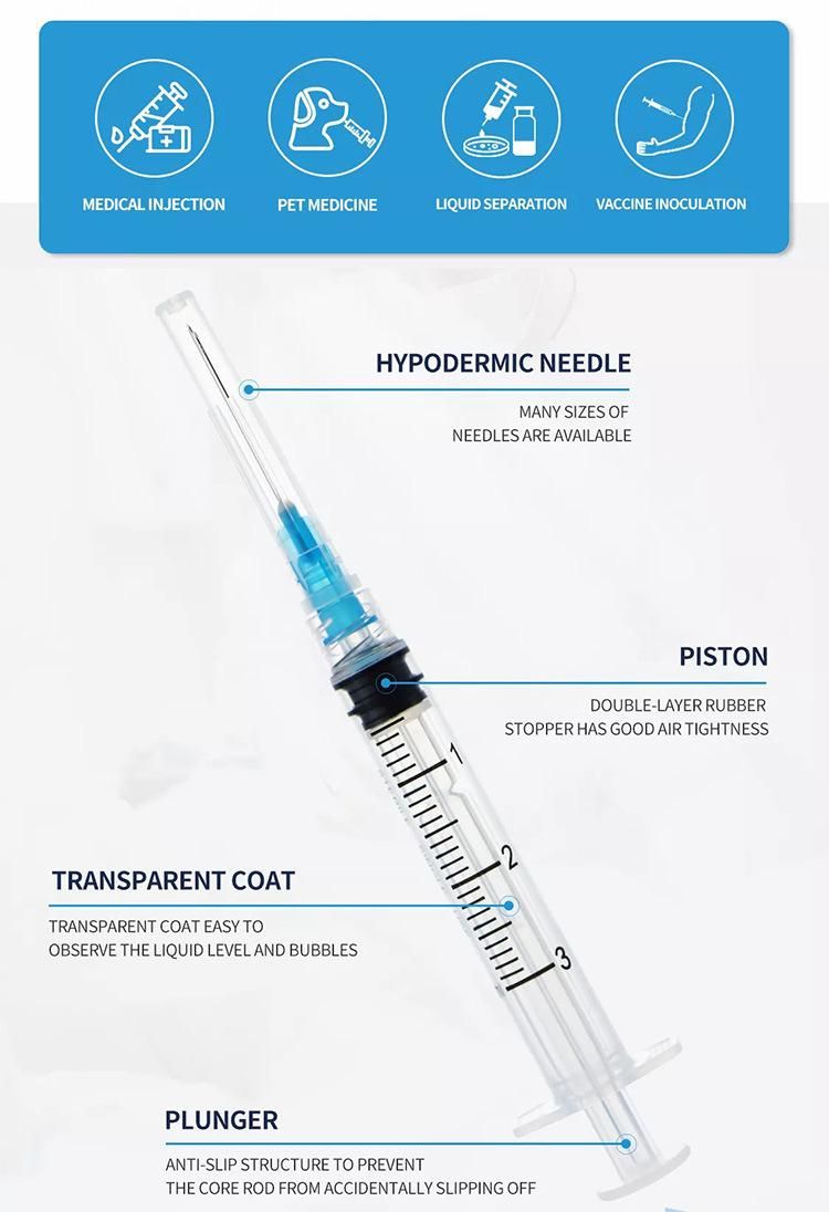 Medical Supply High Quality Disposable Sterile Hypodermic Syringe with Needle