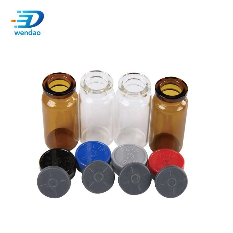 Vial Glass Clear Test Tube Bottle Glass with Rubber Stopper and Flip off Cap