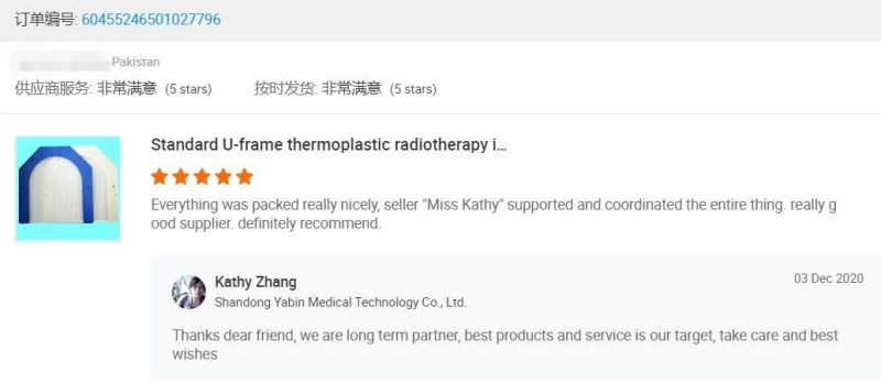 CE ISO Certified U Type Thermoplastic Radiotherapy Mask for Cancer Therapy