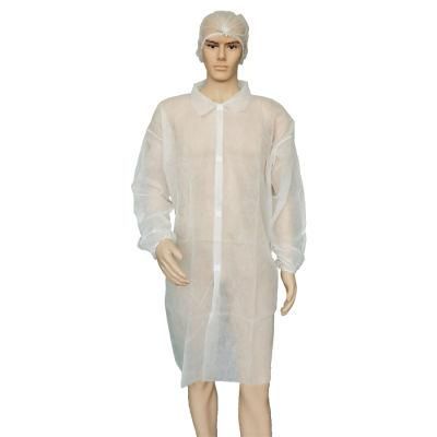 Disposable Polypropylene Lab Coat Velcro Closure White