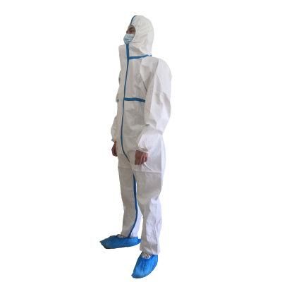 White Disposable Microporous PPE Safety Coverall Isolation Gown Protective Clothing Suit with European Standard