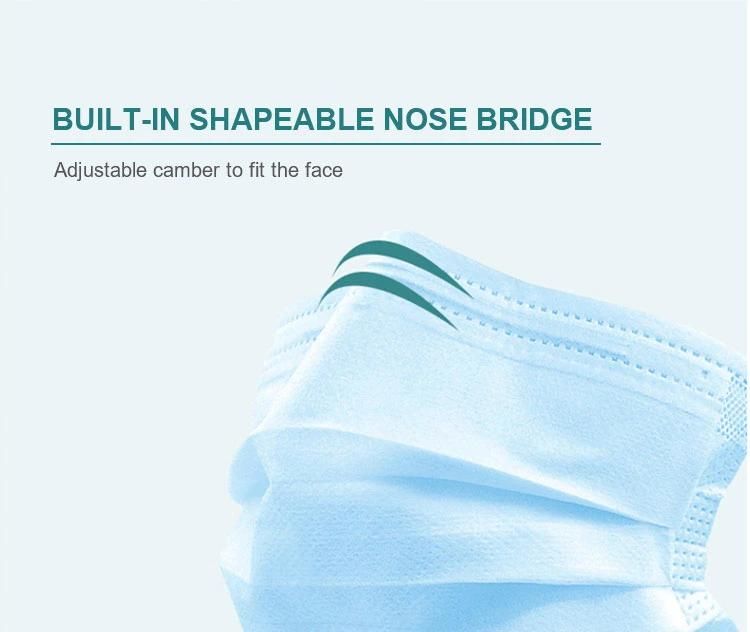Medical Adult Protective Face Mask Non Woven Disposable Flat Earloop 3 Ply Nonwoven Disposable Surgical Face