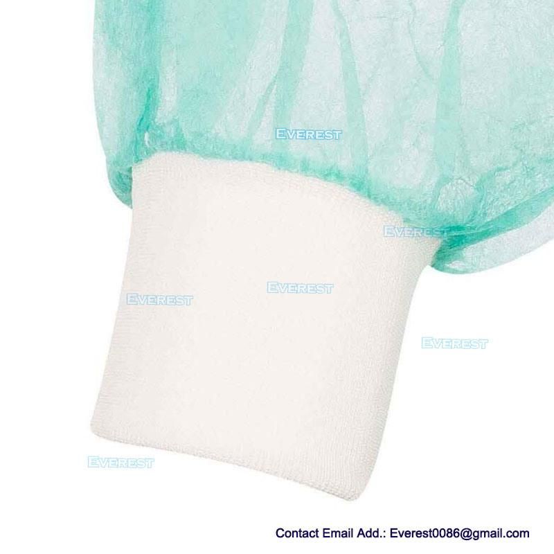 Examination Sf/ PE Coated Impervious Long Sleeve Medical Procedure Disposable PP+PE Isolation Gown with Knitted Cuff