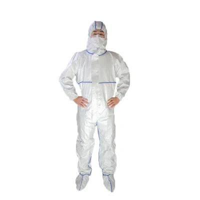 White Waterproof PPE Full Body Disposable Safety Protective Coverall with Elastic Waist