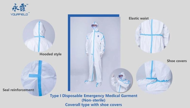 FDA Ce Personal Safety Disposable PPE Nonwoven Protective Coveralls