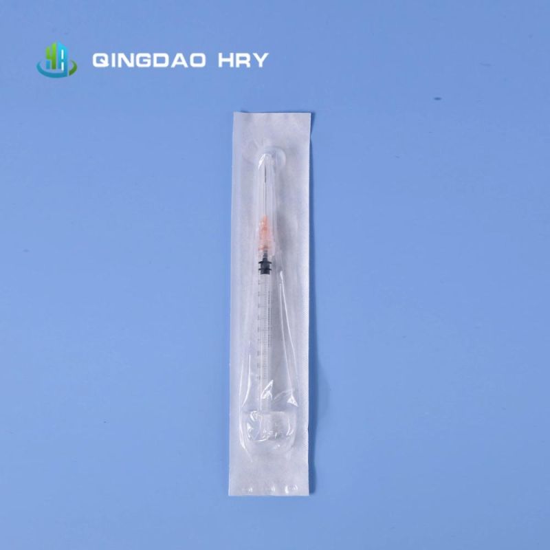 Vaccine Syringe Luer Slip Luer Lock Disposable Medical Syringe with Needle & Safety Needle Eo Sterile CE&ISO