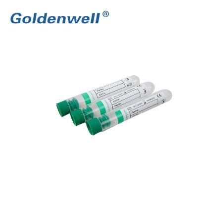 Green Top Lithium Heparin Non-Vacuum Test Tube for Blood Collection