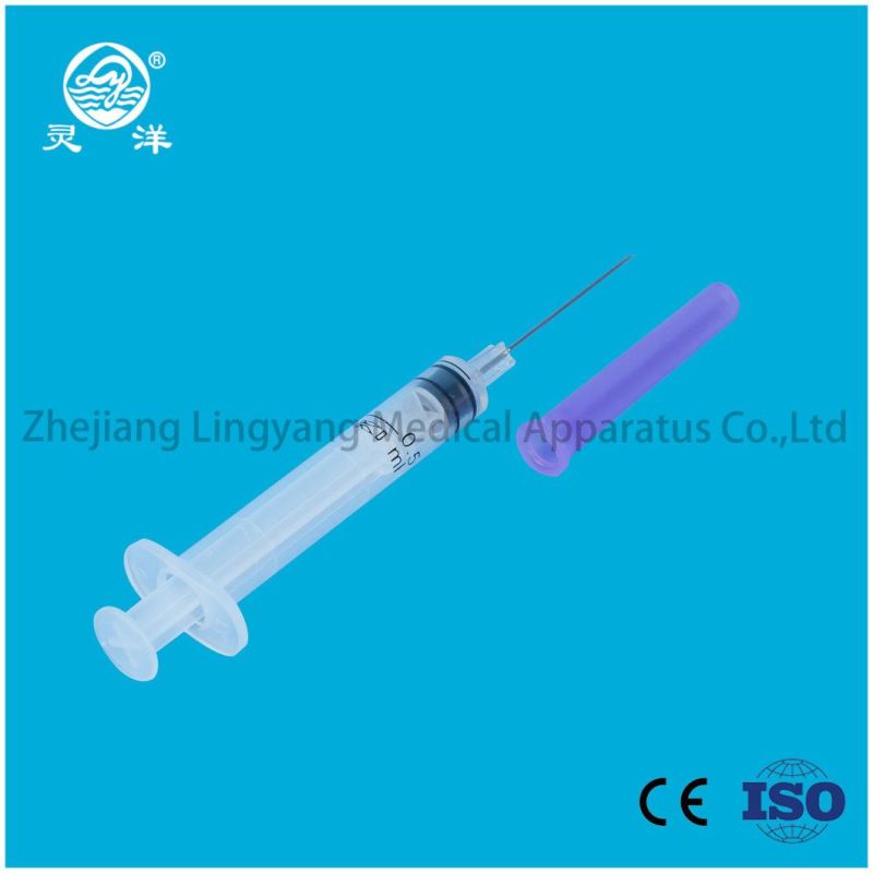 CE Approved 0.5ml Fixed Needle Disposable Auto Lock Safety Vaccine Syringe