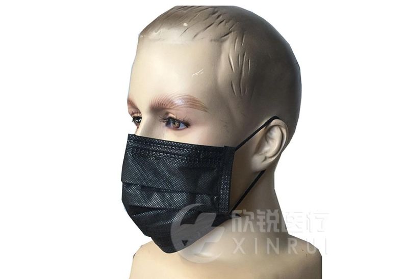 Disposable Non-Woven Black Surgical Face Mask with Ear-Loop