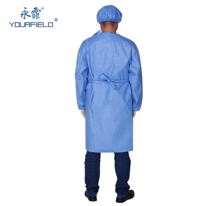 Factory Supplied Ultrosonic Seaming 45GSM Level 1 Isolation Gowns Non Woven Disposable