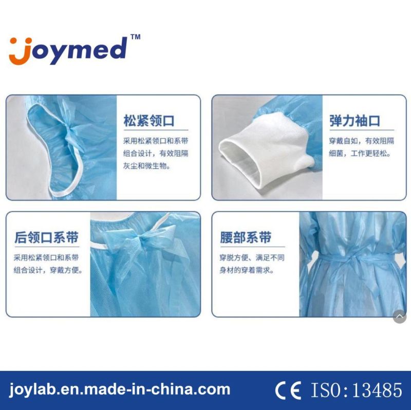 Factory Non Woven SMS Disposable PE Isolation Medical Gown