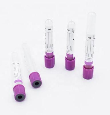 Medical Disposables Plastic Glass Purple Cap Vacuum Blood Collection Tube 5ml K2 K3 EDTA Tube