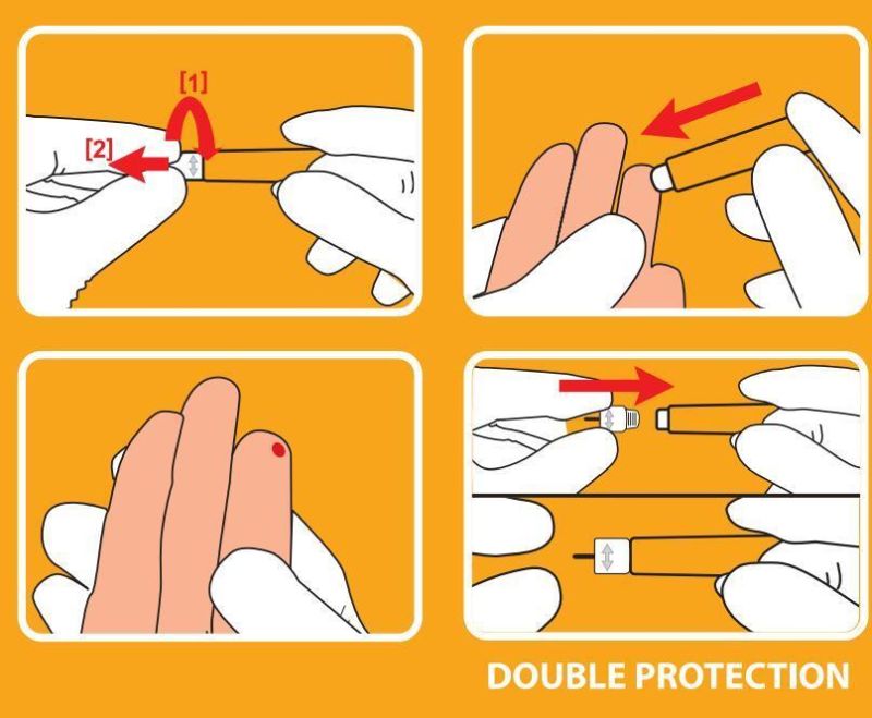 Medical Use Safety Blood Lancet with Double Spring Double Protection