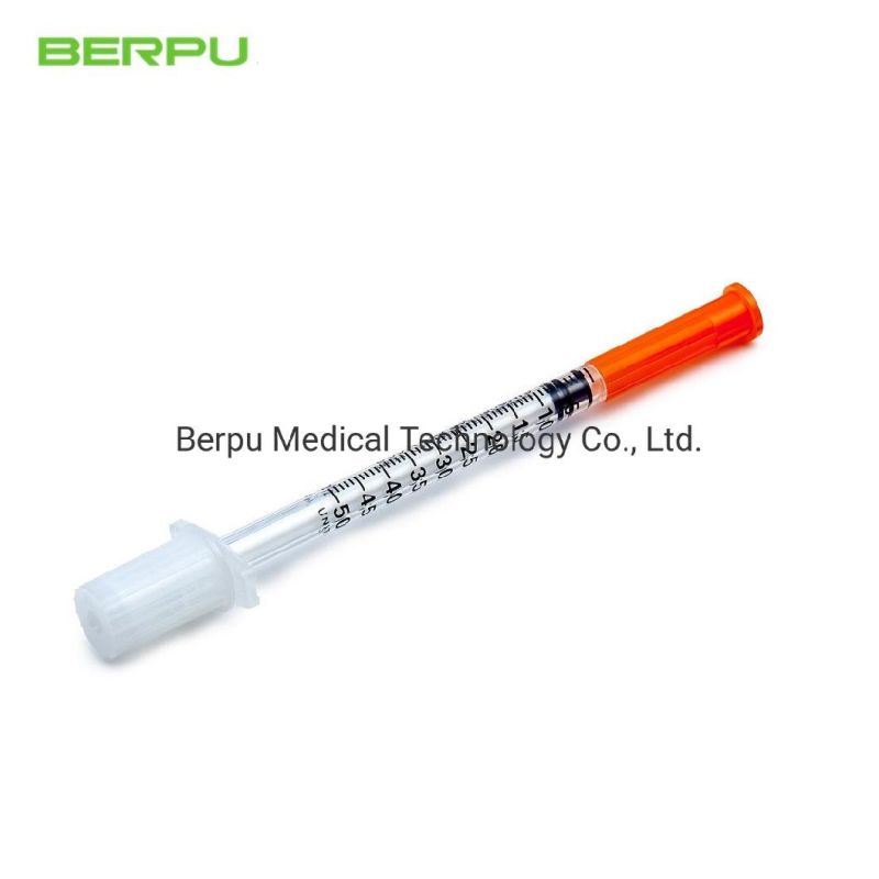 Berpu Eo Sterile Disposable Medical Painless Insulin Syringe Diabetic Syringe for Diabetes Injection with Fixed Fine Needle U-40/U-100 0.3ml 0.5ml 1ml CE ISO Fd